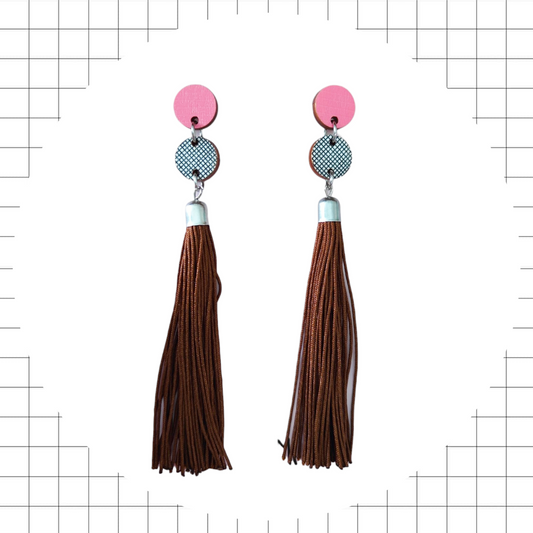 Polku Tassel Earrings Pink/Brown