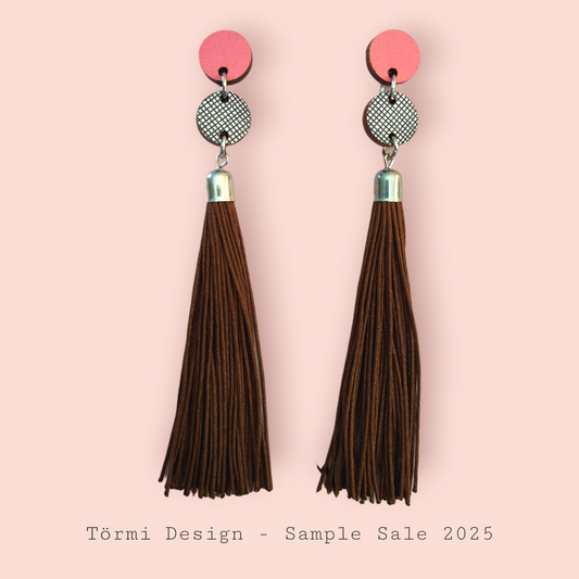 Polku Tassel Earrings Pink/Brown