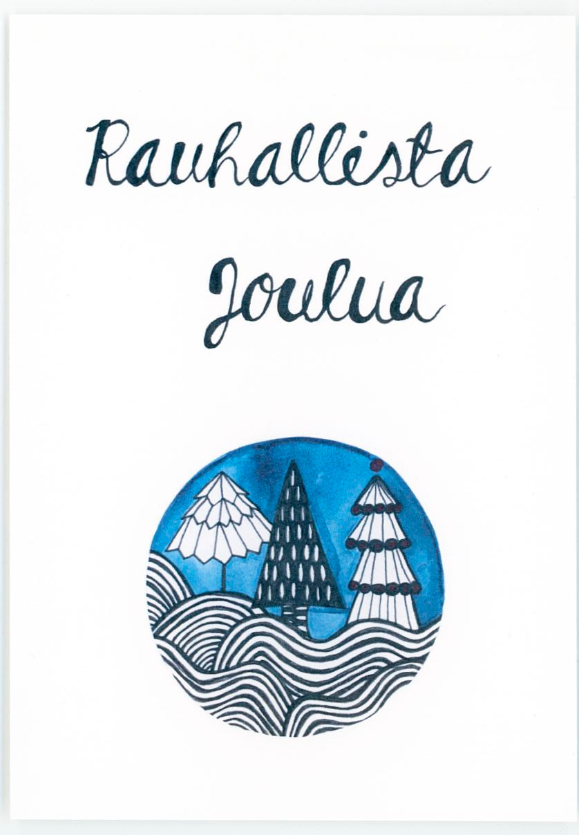 Rauhallista Joulua Blue Postcard