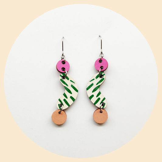 Bansku Earrings Pink/Green/Nude