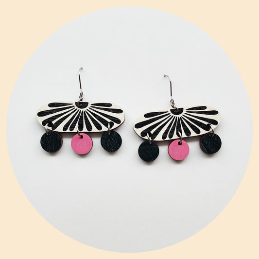 Lupiini Earrings Pink/Dark green