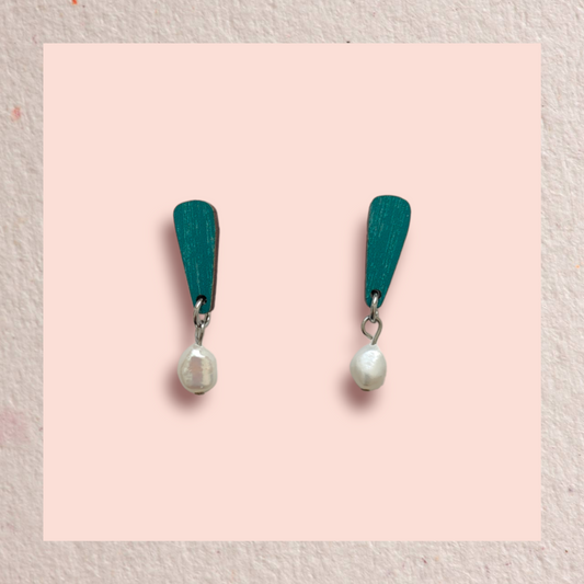 Merkki Earrings Teal/pearl