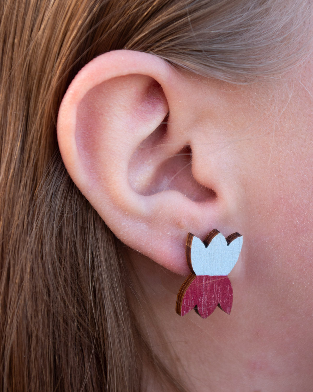 Metsätähti Earrings Burgundy/Light Blue