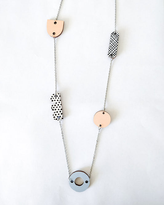 Horisontti Necklace Peach/Light Blue