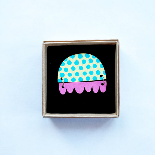 Kissankello Brooch pastel blue/pink
