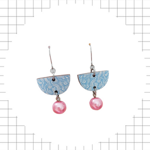 Kurjenkello midi bead earrings Blue/Pink