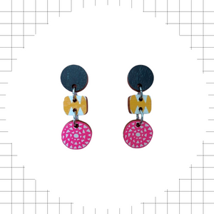 Kaura Mini Earrings Black/Yellow/Aniline