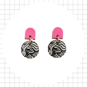 Aallokko color Earrings pink/black