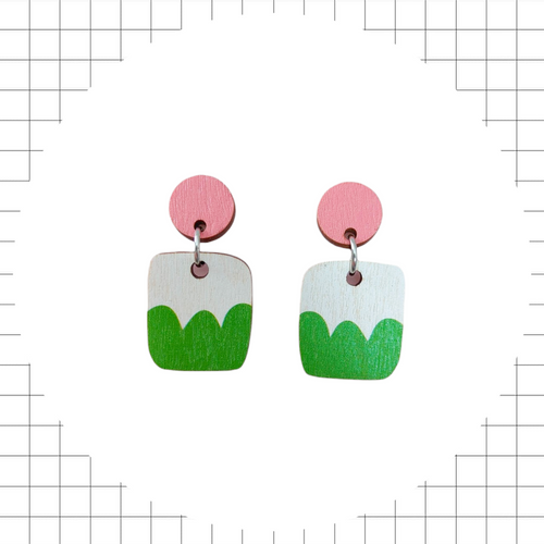 Kumpu Earrings Pink/Lime