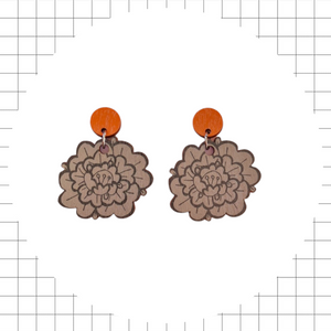 Pioni Earrings Orange/Gray