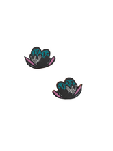 Symppis Mini Earrings Dark gray/turquoise