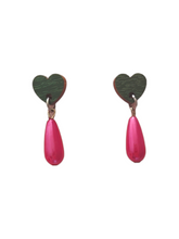 Helmi Mini Earrings Green/Pink