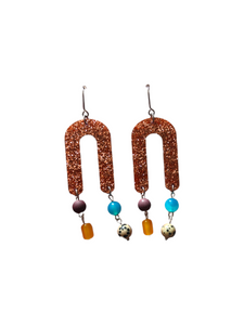 Hupsu Earrings Orange glitter