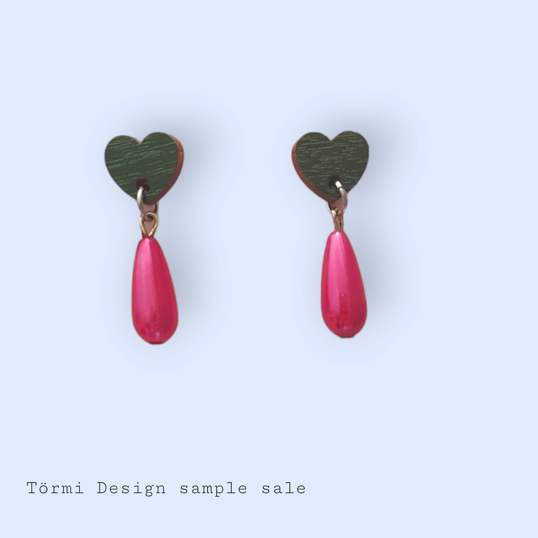 Helmi Mini Earrings Green/Pink