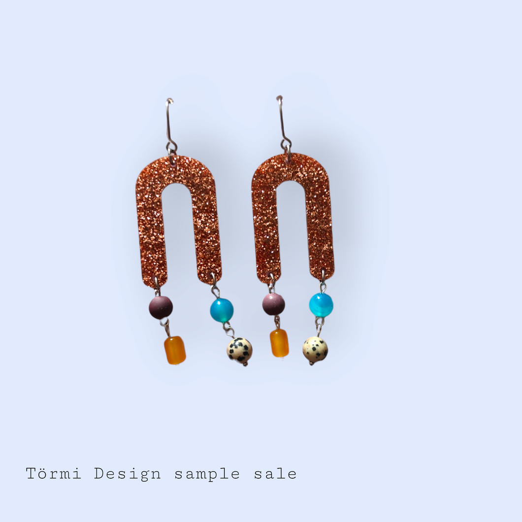 Hupsu Earrings Orange glitter