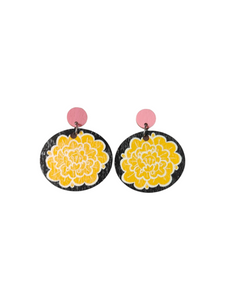 Pioni Earrings Pink/yellow/black