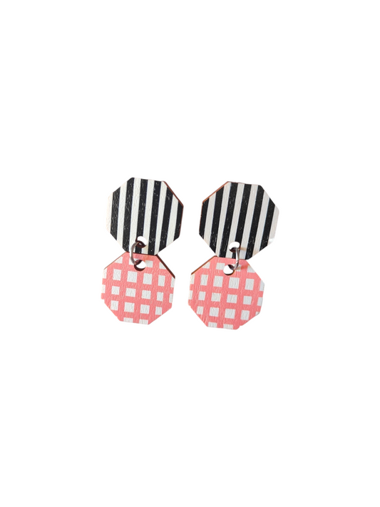 Hunaja Earrings Large - black/coral