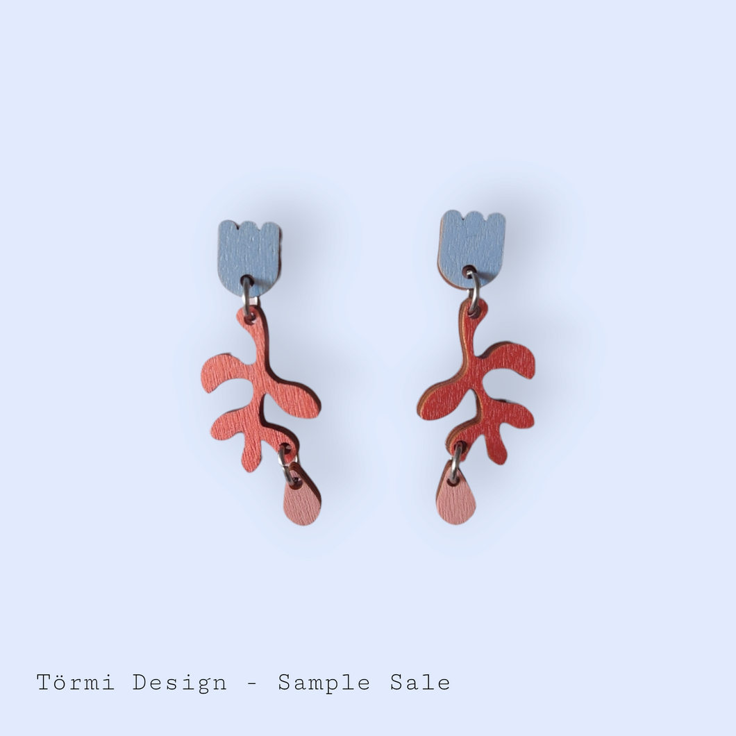 Mäkikello Earrings Light blue/Coral/ Pink