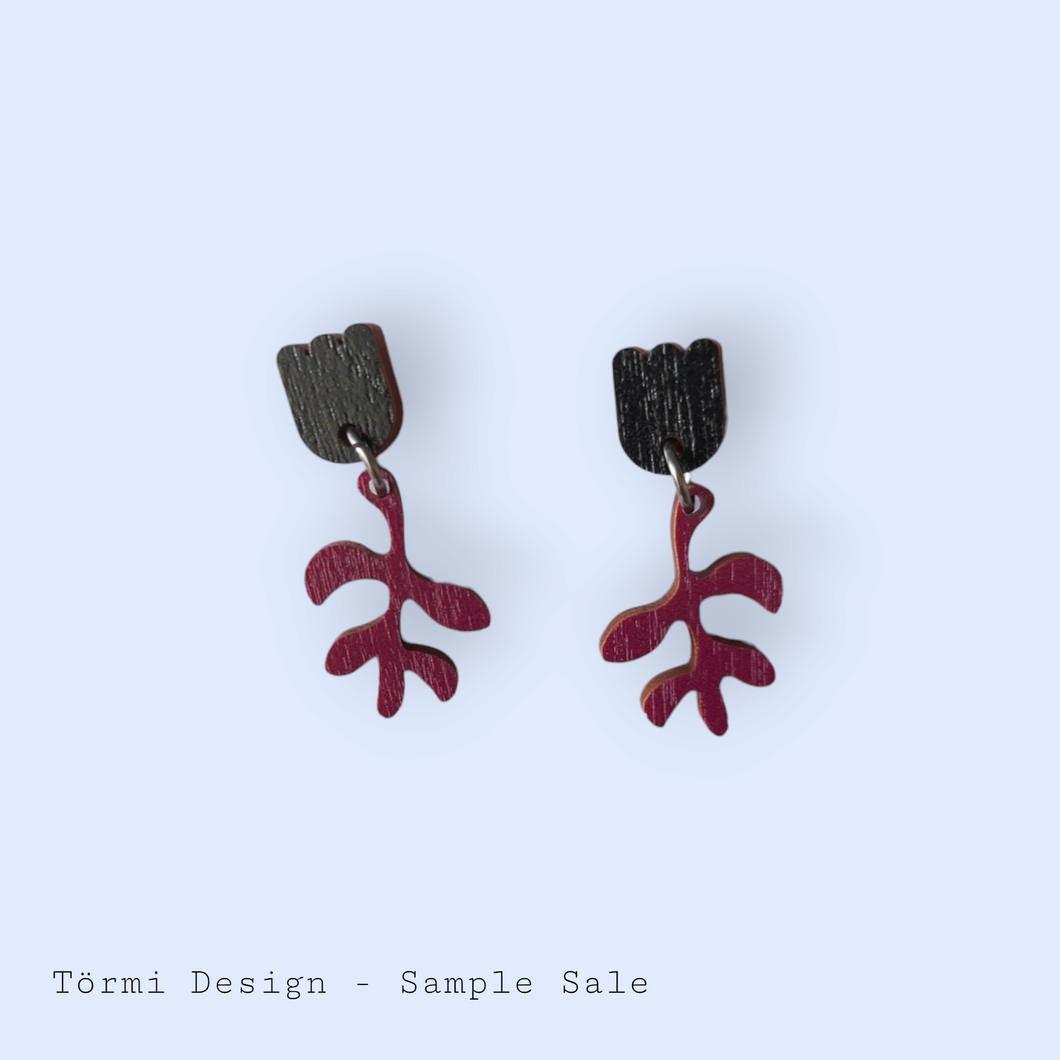 Mäkikello Earrings black/burgundy