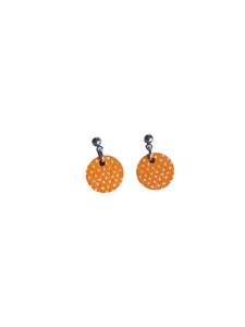 Täplä Earrings Steel orange/white polka dot