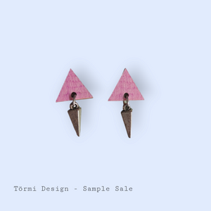 Kolmio Earrings Pink/steel