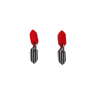 Kuu Earrings red/stripes