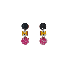 Kaura Mini Earrings Black/Yellow/Aniline