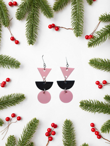 Hilpeä Earrings baby pink/black