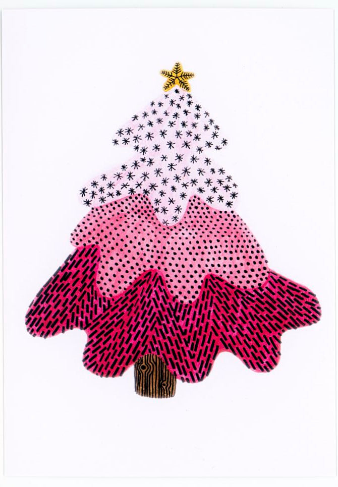 Pink christmas tree Postcard