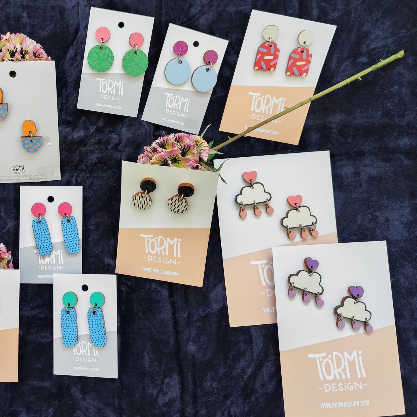 Pouta Earrings peach/blue