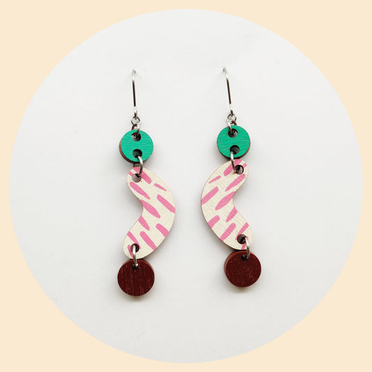 Bansku Earrings Aqua/Pink/Brown