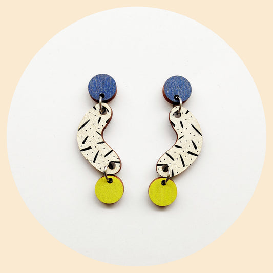 Bansku Earrings Blue/Black/Light yellow