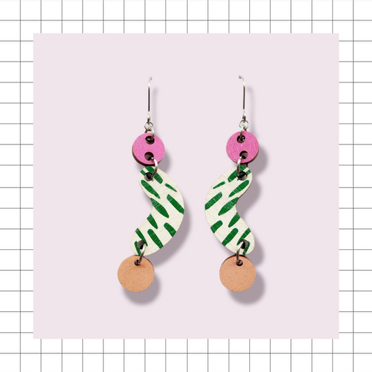 Bansku Earrings Pink/Green/Nude
