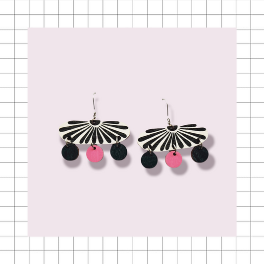 Lupiini Earrings Pink/Dark green