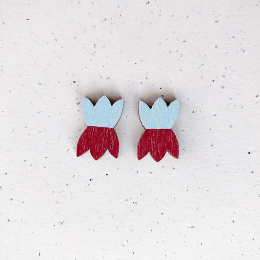 Metsätähti Earrings Burgundy/Light Blue
