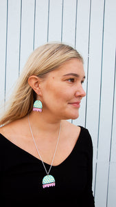 Kissankello Earrings Lime/Lilac